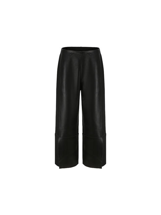 【夜半】天然绵羊皮革直切毛边设计直筒皮裤/2200027 商品图4