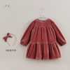 【马克珍妮 芦芙】秋装新款 女童落肩A摆丝绒连衣裙221361 商品缩略图1