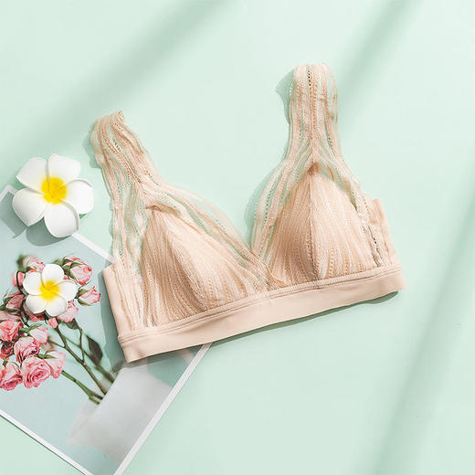 法式真丝文胸无钢圈，蕾丝性感小胸桑蚕丝内衣TG02S100 商品图8