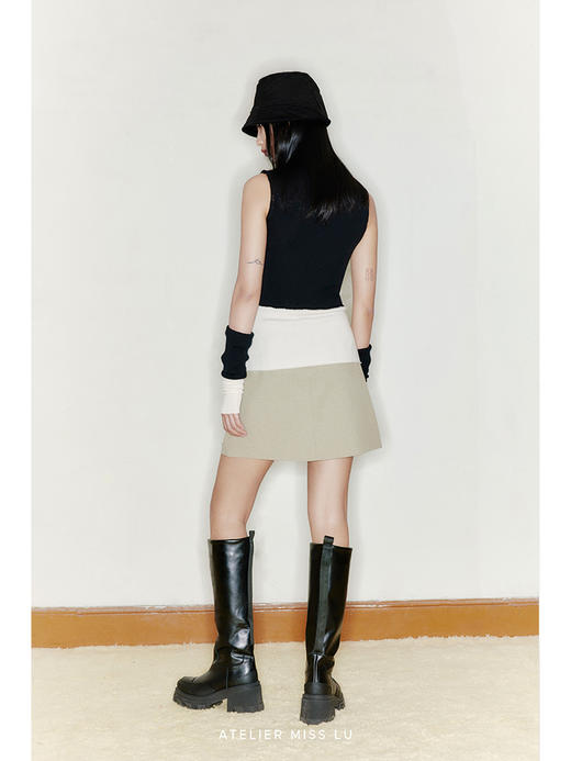 【罗塔】细缝撞色拼接小A字半裙/2200020B 商品图1