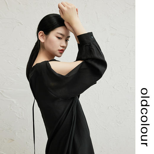 oldcolour简约透气薄款衬衫2022秋新款慵懒露肩设计感小众上衣女 商品图3