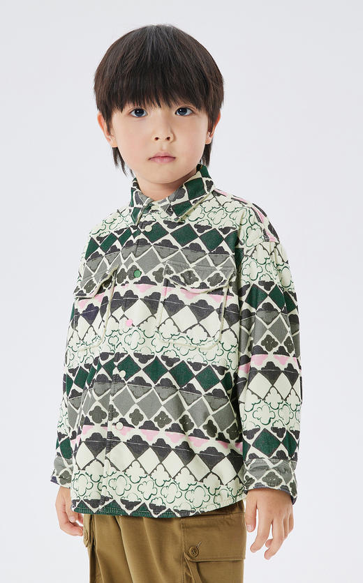 江南布衣童  22年秋款  印花长袖衬衫  1M8211630 商品图3