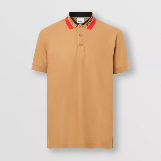 BURBERRY 巴宝莉 男士徽标细节棉质珠地布短袖 Polo 衫 驼色 8051236 A1420 商品图0
