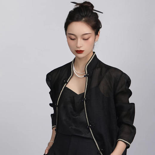 预定|盛唐牡丹 市隐系列真丝生丝硬挺小盘扣开衫 .潮快闪[福利品] 商品图3