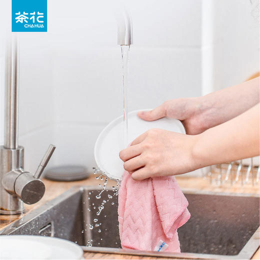 茶花厨房家务清洁抹布吸水去油洗碗擦桌干湿两用8条装F17007 商品图2