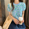 夏款2022年韩版洋气复古设计感小众花朵提花薄款针织衫短款上衣女 商品缩略图1