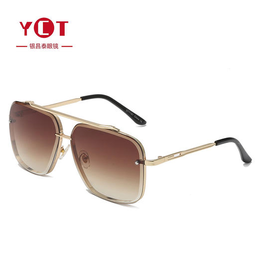YCT2731新款新款潮流时尚方框钻石切边双梁太阳镜 商品图7