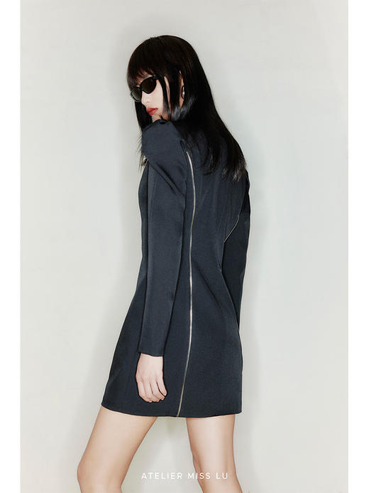 【泡泡骑士】金属拉链分割廓形袖收腰外套连衣裙/22000039 商品图3