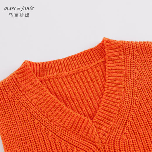 马克珍妮秋装新款 男女童棉羊毛V领针织马甲221505 商品图4