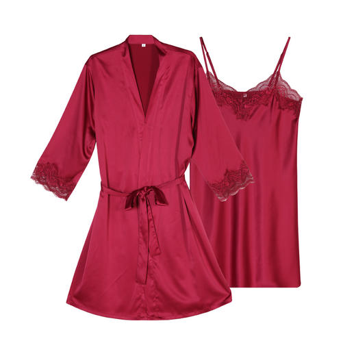 都市丽人好睡好眠女士丝质两件袍哑光弹力色丁薄家居服两件套睡衣LH23A6 商品图3