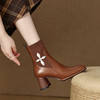 优雅百搭，新款粗跟飞织靴LD-6127 商品缩略图0