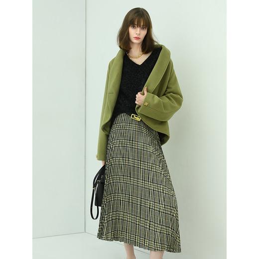 COCOBELLA重工压褶复古格纹迷笛裙女高腰A字半身裙长裙HS49 商品图2