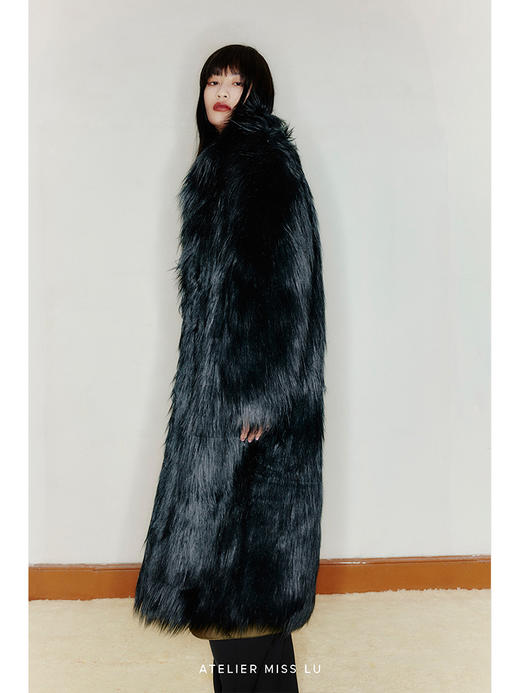 【暗夜羽翼】重工设计长毛环保皮草长款外套大衣/220000011 商品图2