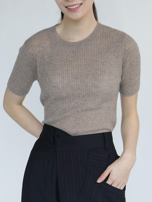 Maison Covet 纯山羊绒 2色短袖圆领修身针织衫 商品图12