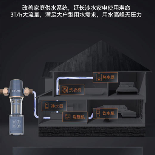 COLMO（509751）EVO系列 前置过滤器CWQZ-A21自动款40微米压力表监控大通量全屋自动清洗净化净水器 AI科技高端产品 商品图2