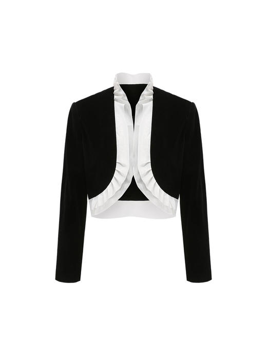 【假面舞会】薄纱环绕立体拼接丝绒短外套/220036 商品图4