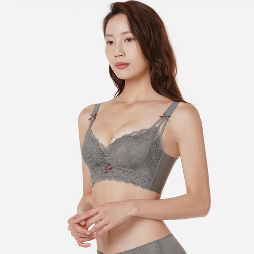 都市丽人舒软挺塑轻塑AB杯调整型文胸蕾丝加厚3/4杯塑身衣塑身文胸五排扣无钢圈LJ24M6 商品图1