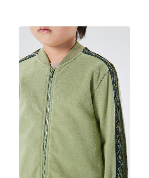 江南布衣童 22年秋款  棉质拉链无帽开襟卫衣  1M8411890 商品图6