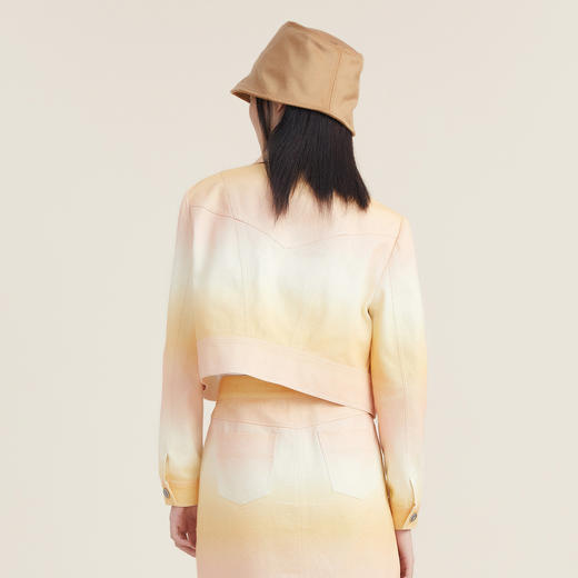 谜底2022秋新品梦幻朝霞渐变图案纯棉短外套女223MW1208 商品图2