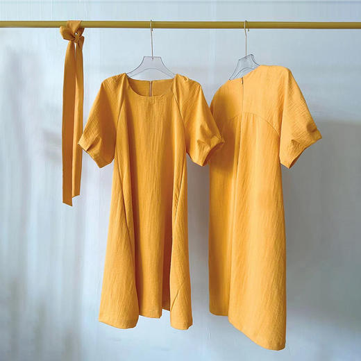 裁缝学苑AQ91 花苞袖A摆系腰亚麻连衣裙2022新款女纸样女装服装版 商品图3