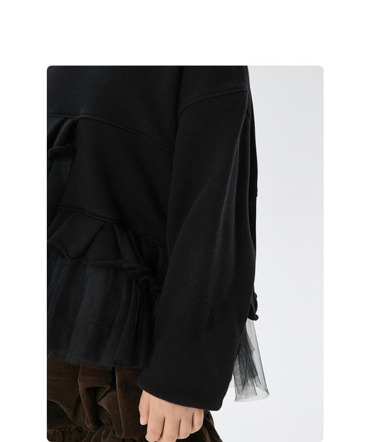 江南布衣童  22年秋款  棉质薄纱无帽套头卫衣  1M8411860 商品图1