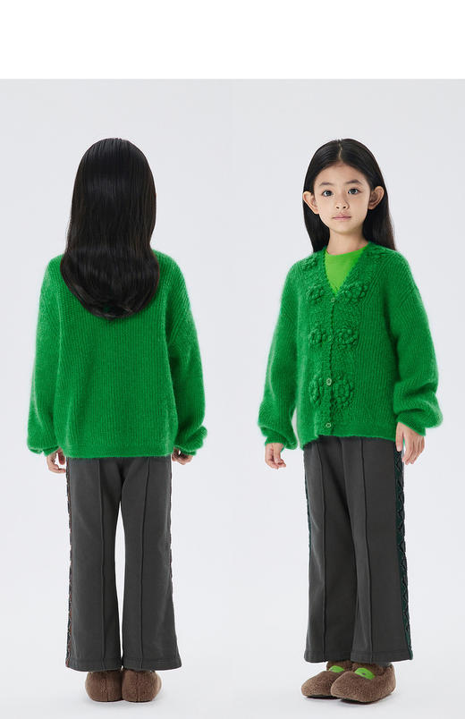 江南布衣童  22年秋款  绵羊毛宽松短款开襟毛衫 1M8311720 商品图7