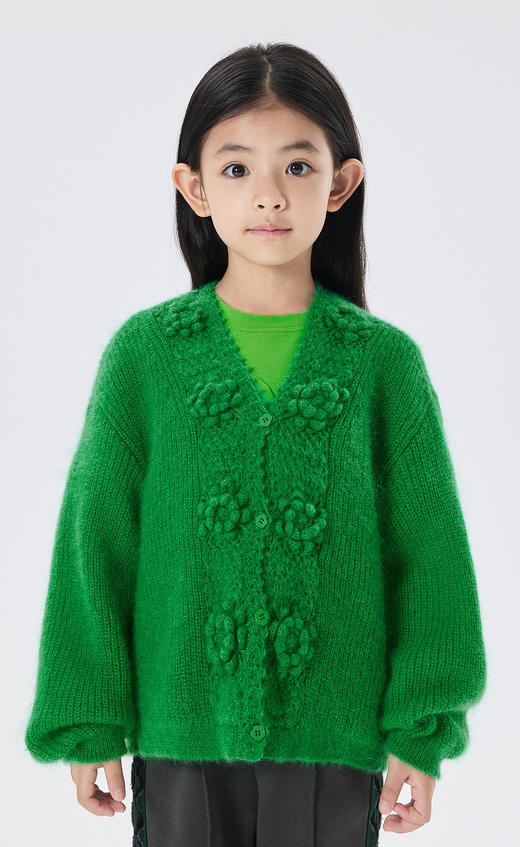 江南布衣童  22年秋款  绵羊毛宽松短款开襟毛衫 1M8311720 商品图6