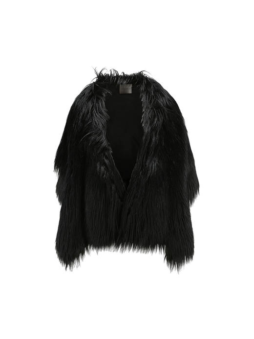 【黑色曼陀罗】重工设计长毛环保皮草披肩/22ZB05 商品图4