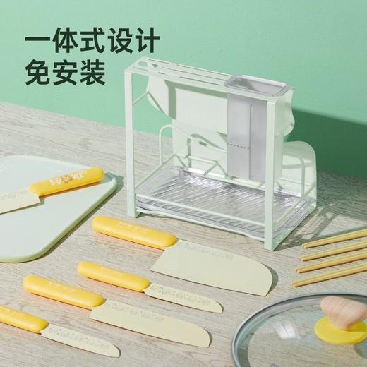 炊大皇刀架置物架厨房刀具置物架刀座砧板架免打孔菜刀架菜板锅盖架筷子筒厨房收纳架菜刀架 商品图7