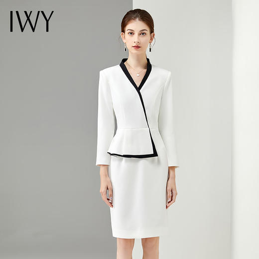 IWY/高端职业装连衣裙白色气质女神范前台美容师售楼部工作服套装Q12301 商品图4