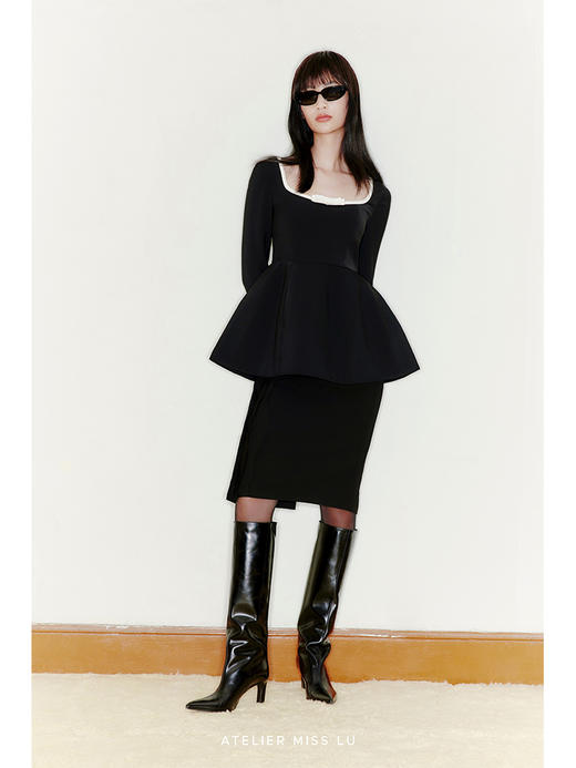 【芙蕾雅】廓形下摆收腰方领造型上衣/220026 商品图0