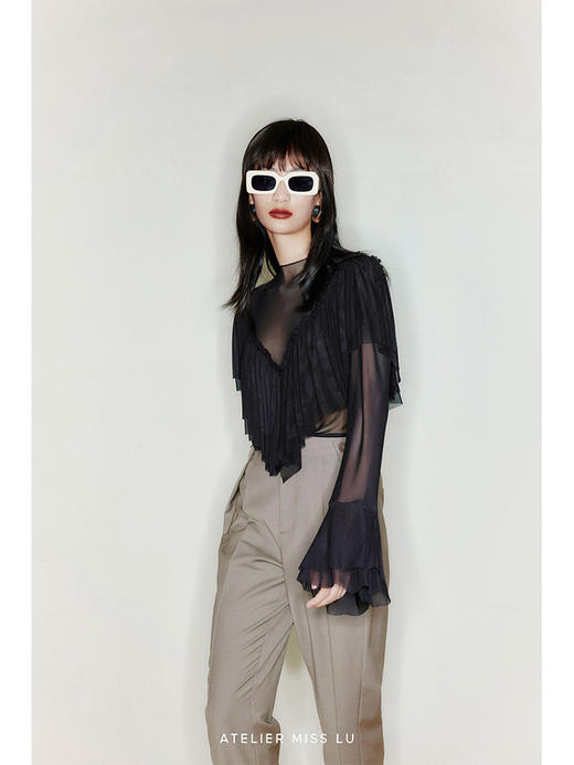 【纸袋】天然羊毛混织马海毛纽扣设计两穿锥形纸袋裤/2200018B 商品图2