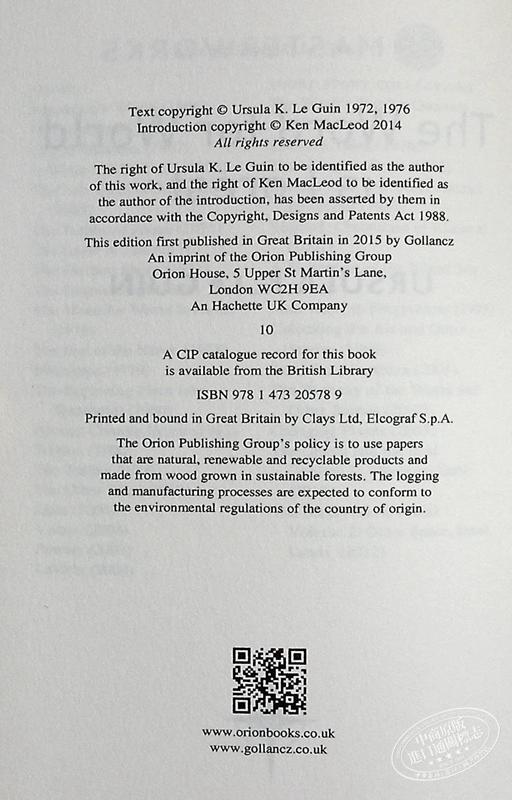 预售 【中商原版】世界的词语是森林 厄休拉勒古恩作品 雨果奖中篇小说 The Word for World is Forest 英文原版  Ursula K Le Guin 商品图8
