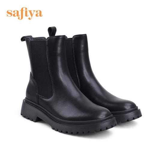 【春节不打烊】Safiya/索菲娅烟筒靴女2022年冬季新款厚底复古圆头英伦切尔西靴 SF24116021 商品图1
