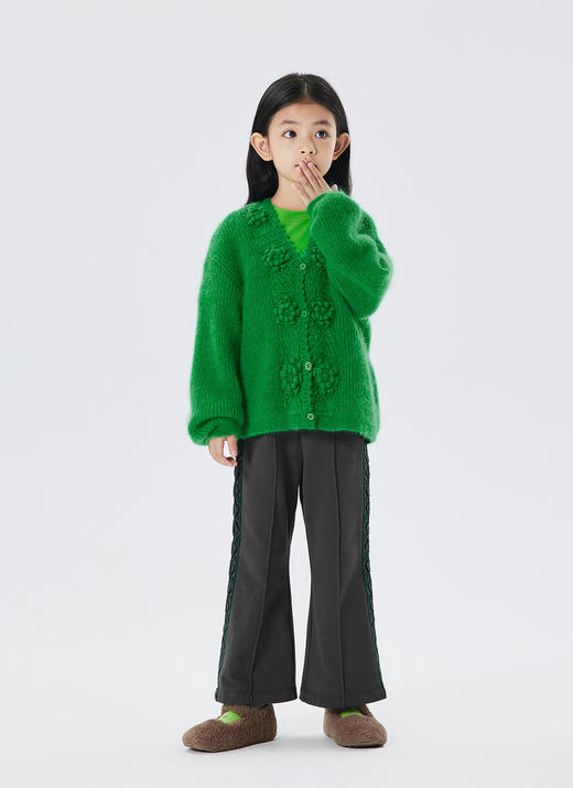 江南布衣童  22年秋款  绵羊毛宽松短款开襟毛衫 1M8311720 商品图8