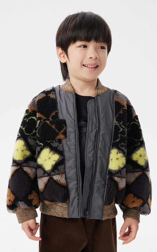 江南布衣童  22年秋款  休闲印花外套仿皮草  1M8A12010 商品图5