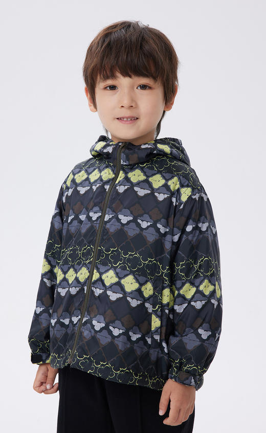 江南布衣童  22年秋款宽松连帽印花夹克  1M8612000 商品图7