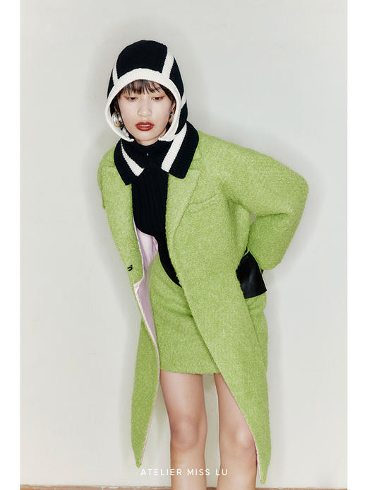 【魔方】天然绵羊毛圈圈绒前长后短造型大衣外套/220030 商品图1