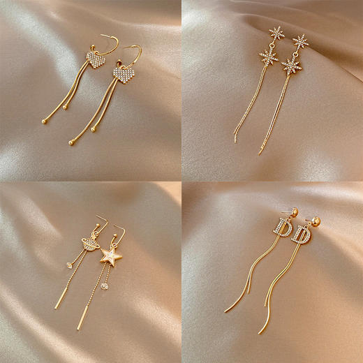 【金属质感耳饰，法式简奢风】东大门时尚简约女，网红个性满钻耳坠，ins风气质猫眼石耳饰 商品图2