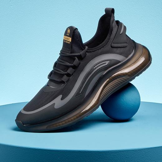 骆驼男鞋2025夏季新款老爹鞋透气飞织网面鞋跑步鞋黑色男士运动鞋 GMS2210054 商品图1