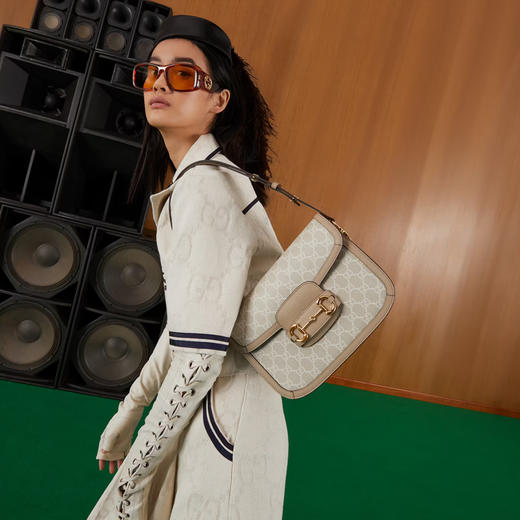 GUCCI 古驰 女士 GG Supreme 帆布 马衔扣1955系列小号手袋单肩包 混色 602204 UULBG 9683 商品图3