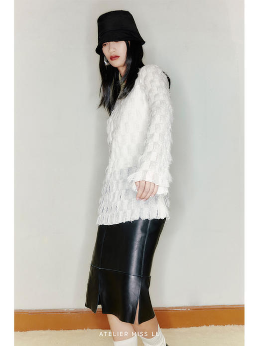 【云朵华夫】凹凸肌理长毛质感微透上衣/220034 商品图3