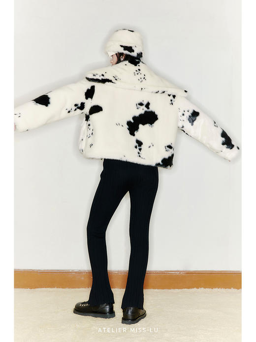 【飞行奶牛】环保皮草大翻领口袋造型短款外套/220037 商品图0