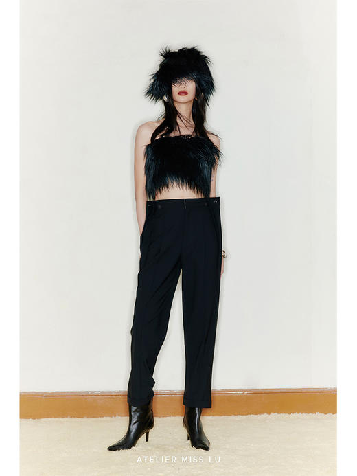 【美杜莎】重工设计长毛环保皮草抹胸上衣/220044 商品图0