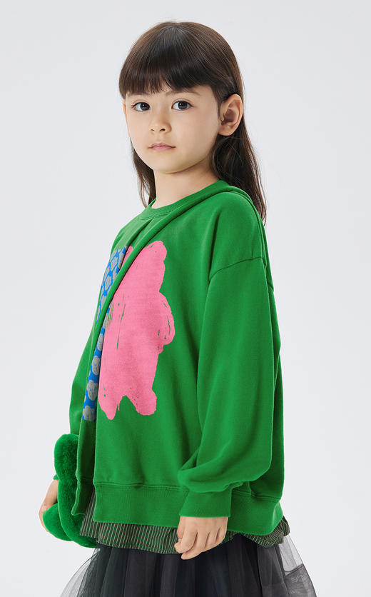 江南布衣童 22年秋款  拼接开衫印花无帽套头卫衣  1M8411860 商品图4