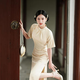 复古改良淑女长款花萝锻气质修身年轻旗袍连衣裙  XL830