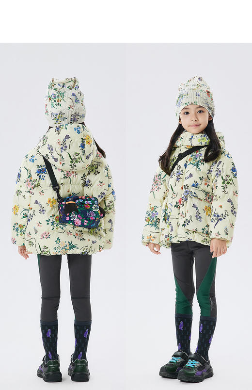 江南布衣童  22年秋款多彩印花宽松中长款羽绒服  1M8C12160 商品图3