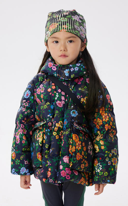 江南布衣童  22年秋款多彩印花宽松中长款羽绒服  1M8C12160 商品图7