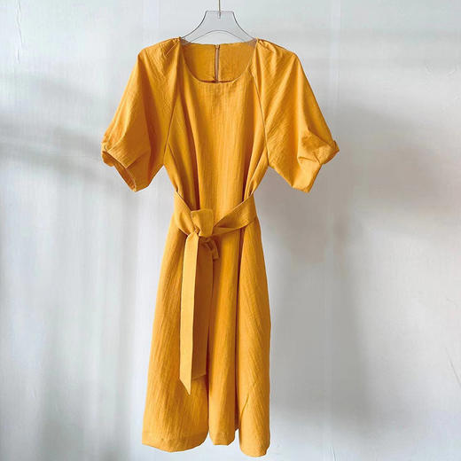 裁缝学苑AQ91 花苞袖A摆系腰亚麻连衣裙2022新款女纸样女装服装版 商品图4