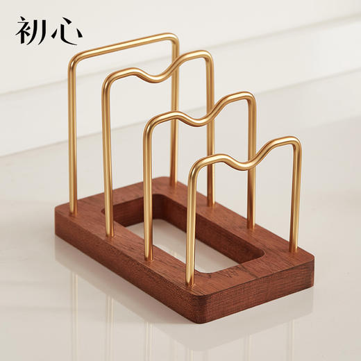 初心| 菜板锅盖收纳架黄铜乌檀木 商品图4